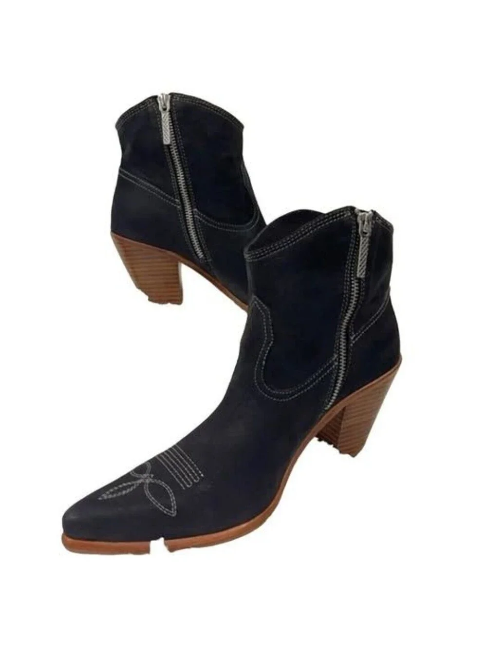 NWOB Donald J Pliner Black Suede Western Style Ankle Boots sz 9
